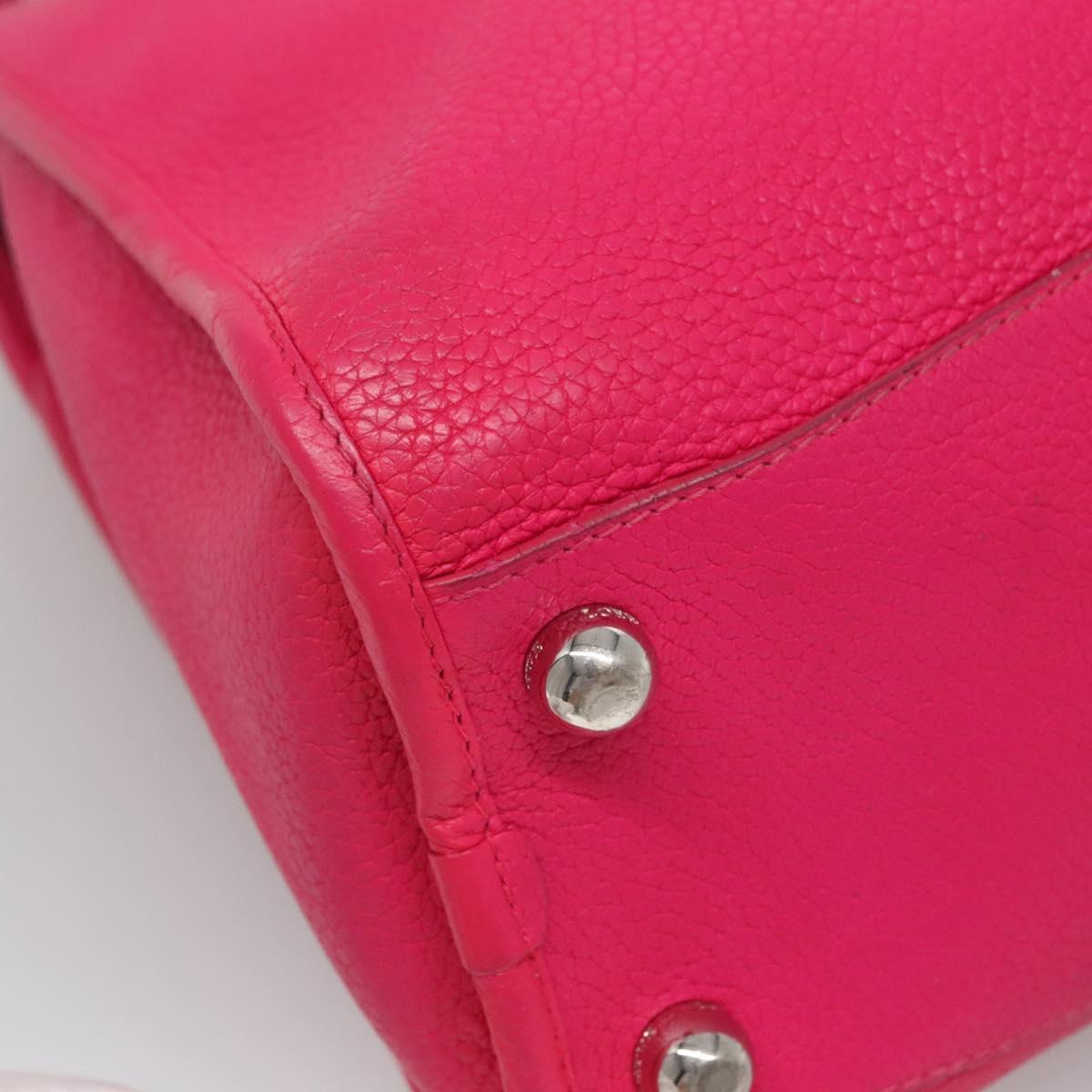 LOEWE Shoulder Bag Leather Pink Silver Auth 138559