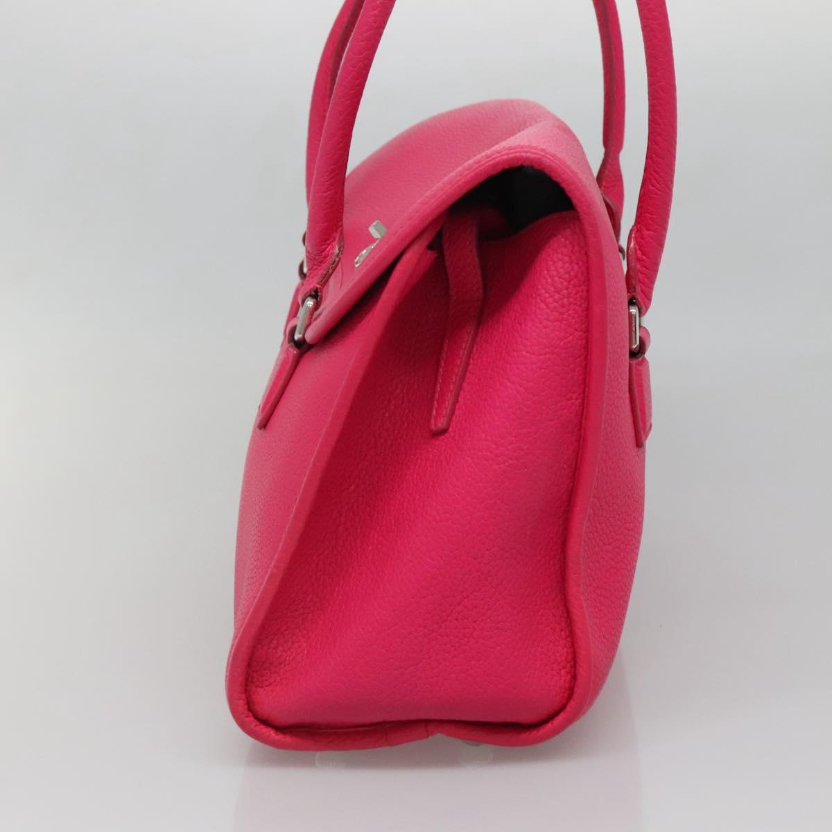LOEWE Shoulder Bag Leather Pink Silver Auth 138559
