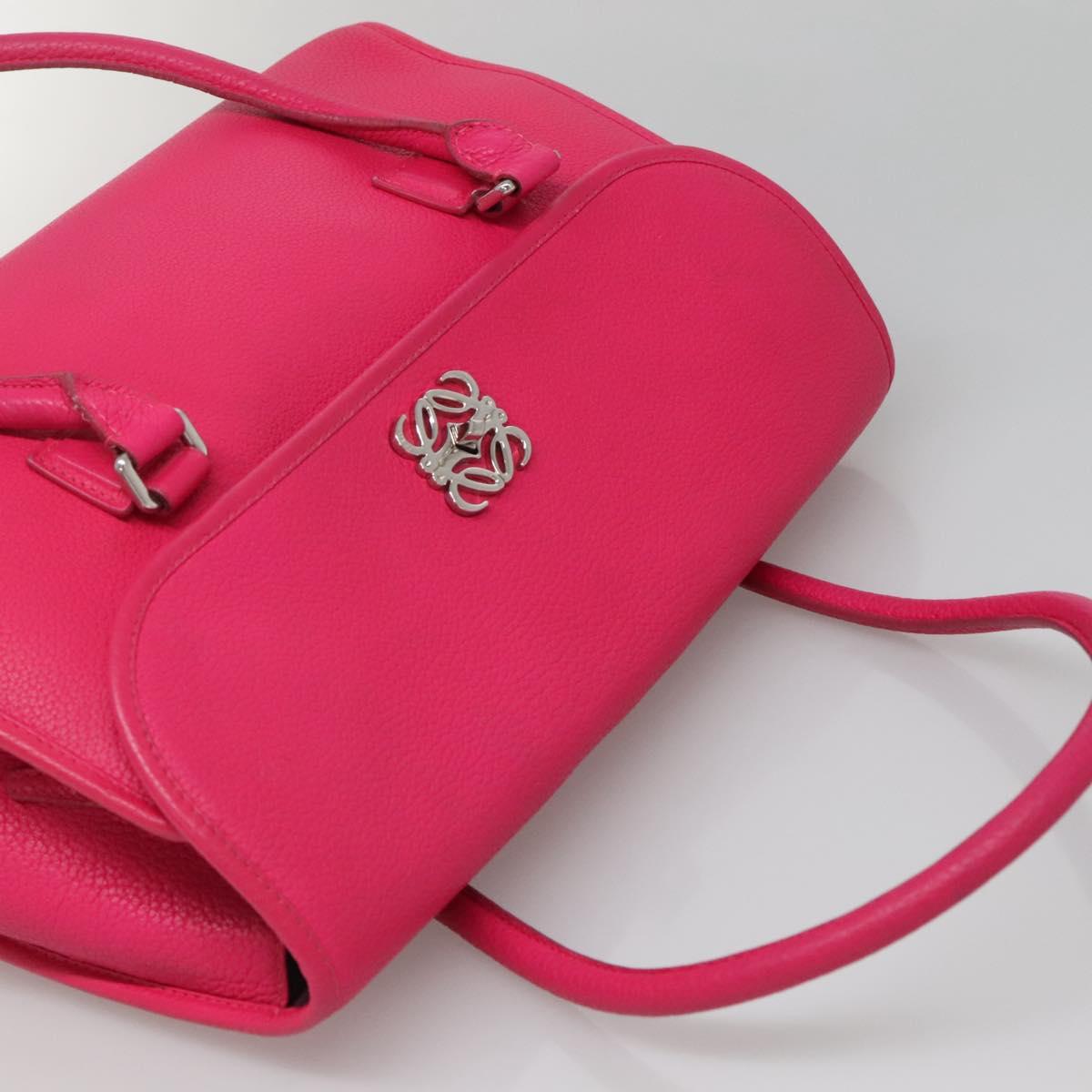 LOEWE Shoulder Bag Leather Pink Silver Auth 138559
