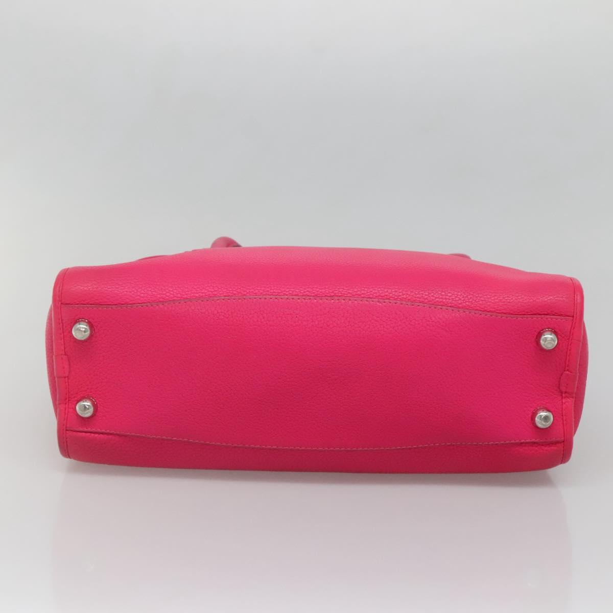 LOEWE Shoulder Bag Leather Pink Silver Auth 138559