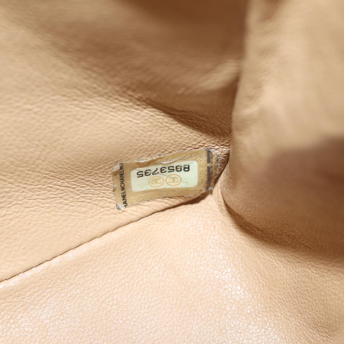 CHANEL Mini Matelasse 17 Chain Shoulder Bag Caviar Skin Beige CC Auth 138560V