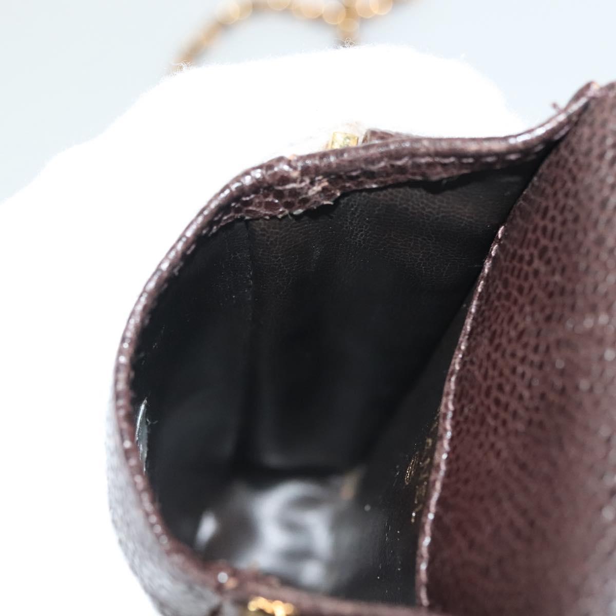 CHANEL Chain Shoulder Bag Caviar Skin Brown Gold CC Auth 138561