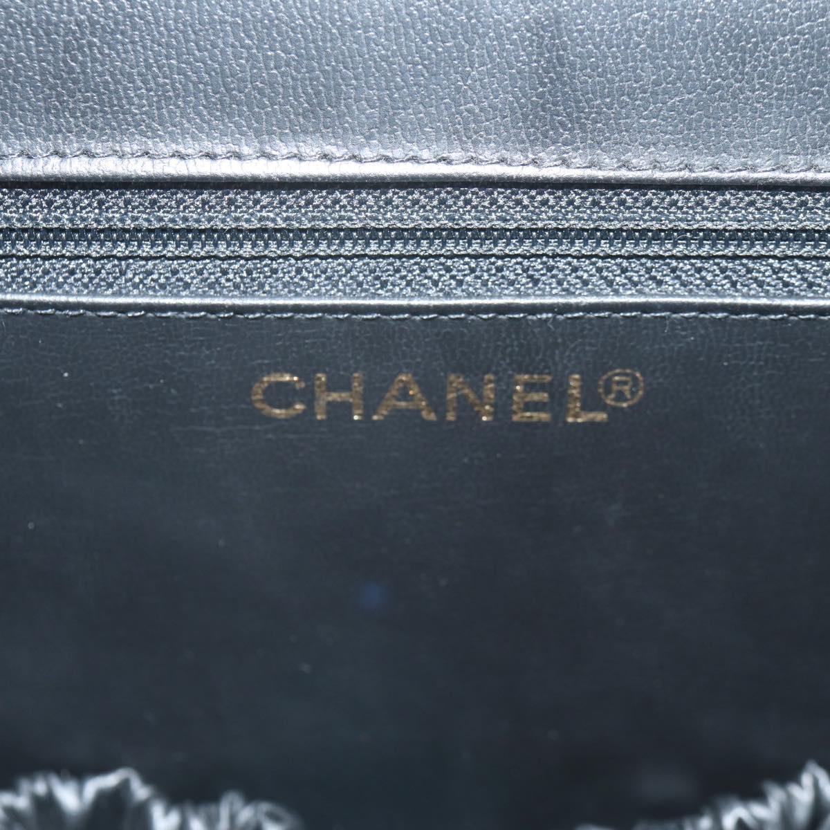 CHANEL Vanity Hand Bag Caviar Skin 2way Black Gold CC Auth 138563V