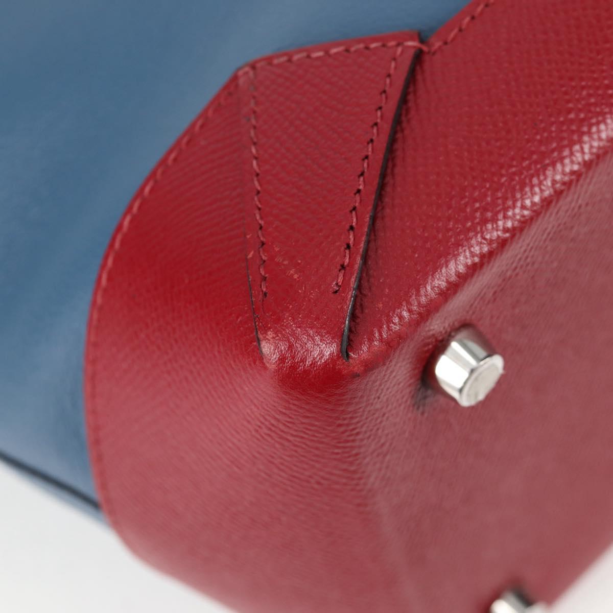 HERMES Maxi Box Cabas 30 Hand Bag Leather Blue Silver Auth 138569V