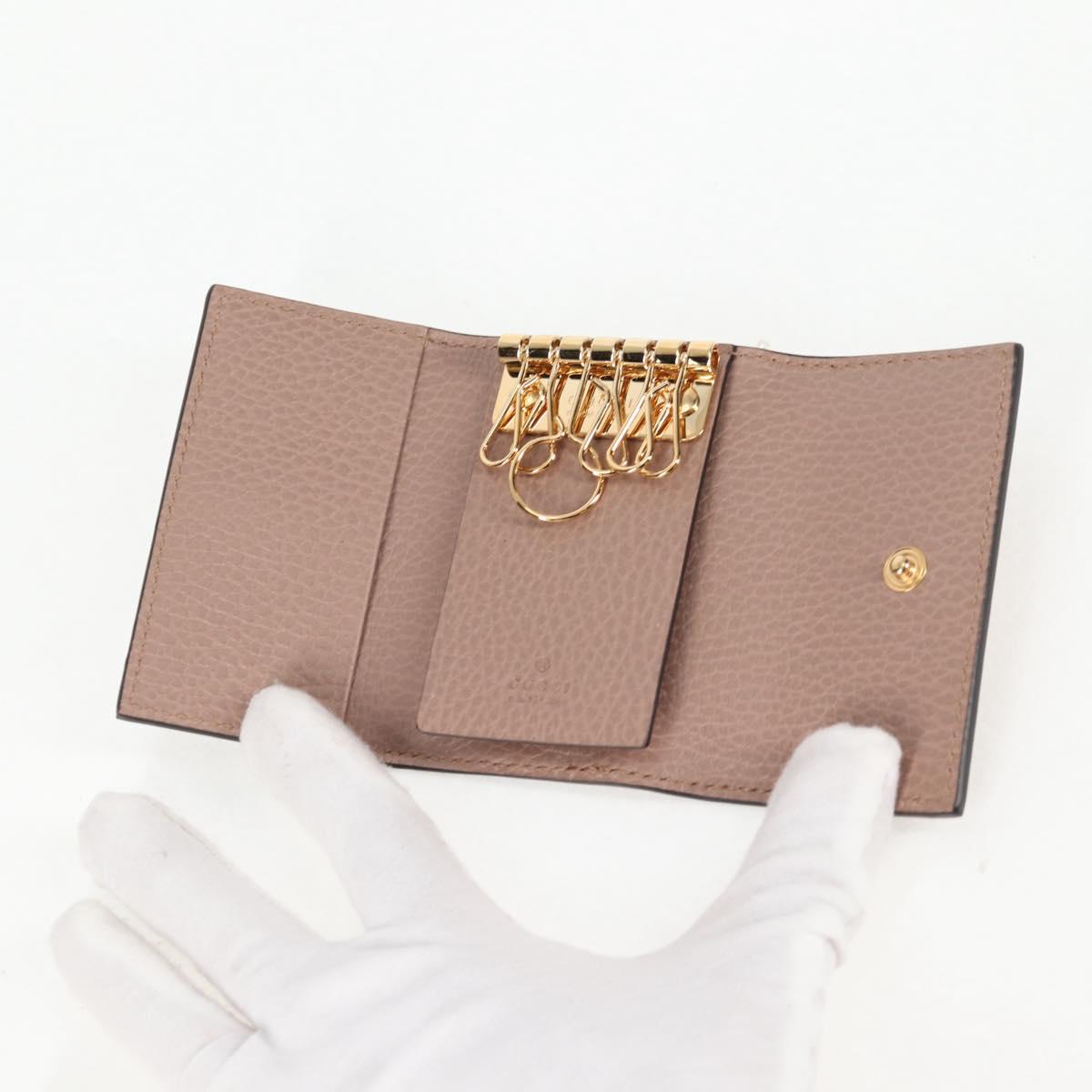 GUCCI GG Supreme Key Case PVC Beige Gold 456118 Auth 138570M