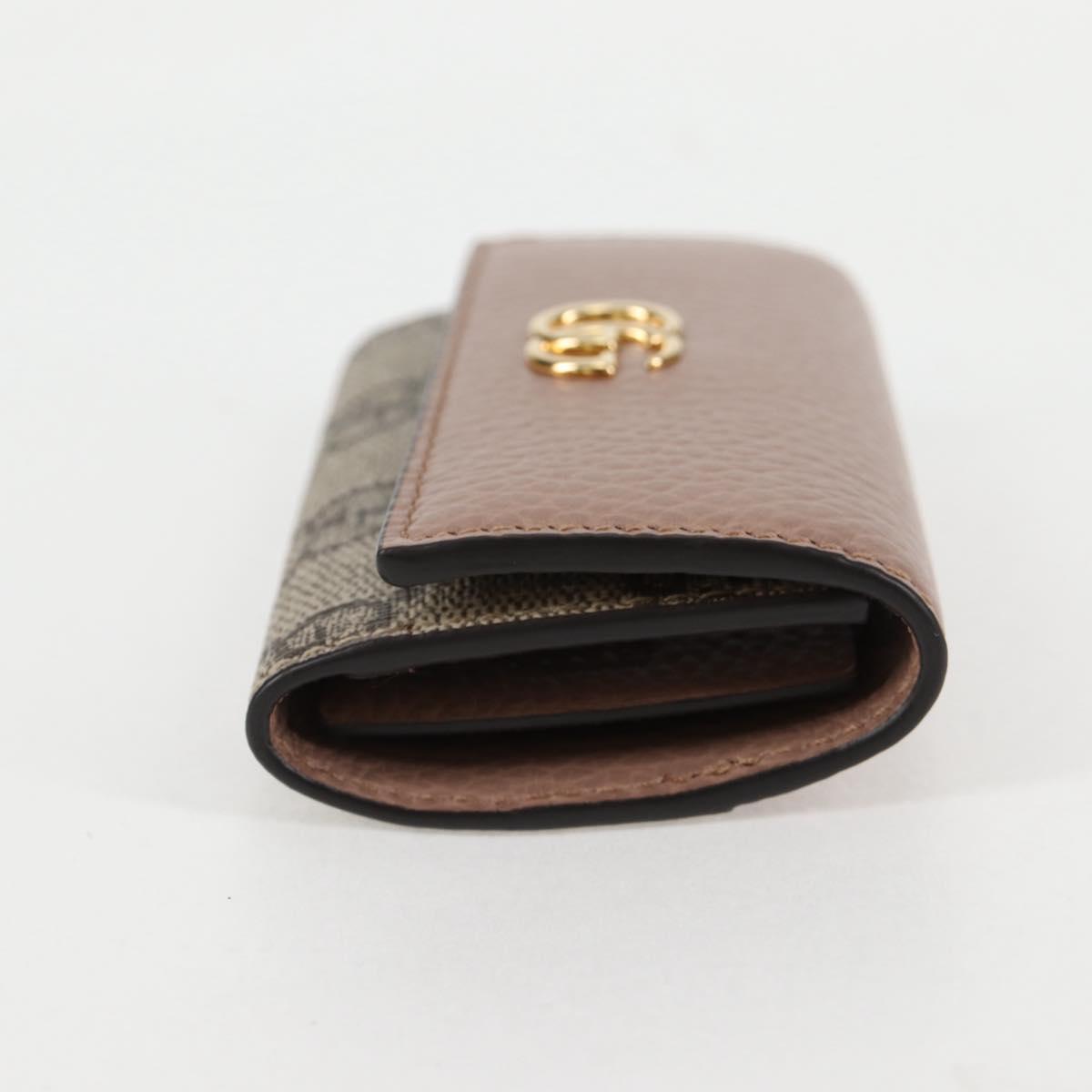 GUCCI GG Supreme Key Case PVC Beige Gold 456118 Auth 138570M