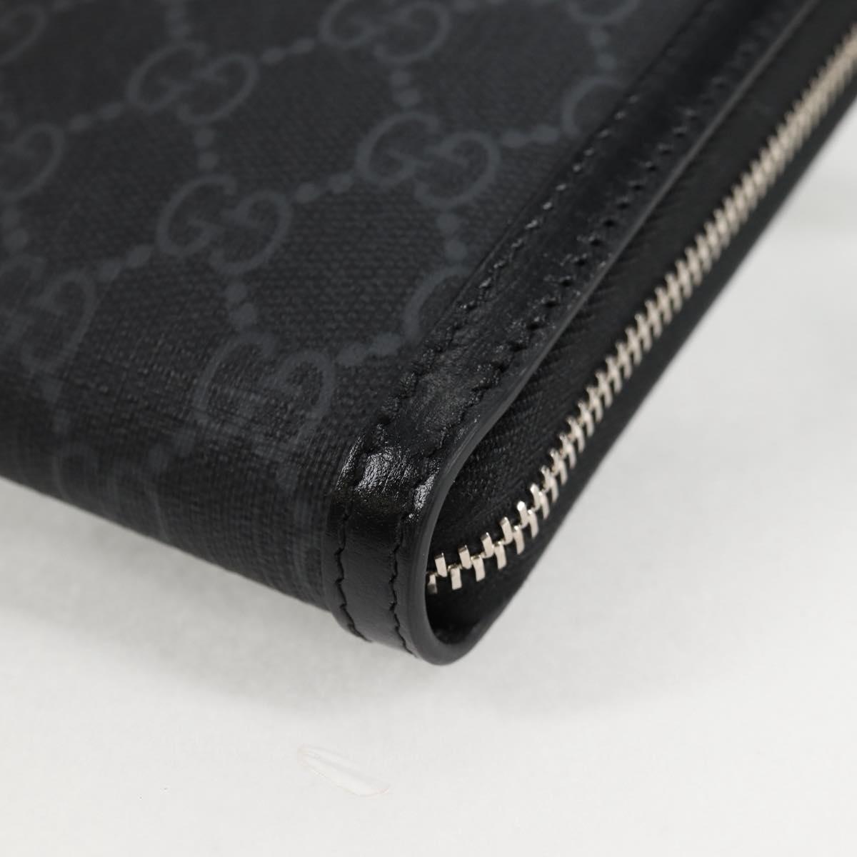 GUCCI GG Supreme Shoulder Bag PVC Black Silver 724357 Auth 138571M