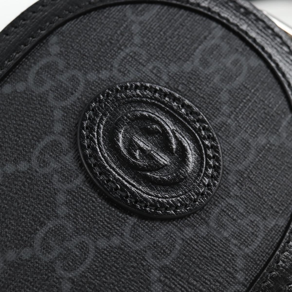 GUCCI GG Supreme Shoulder Bag PVC Black Silver 724357 Auth 138571M