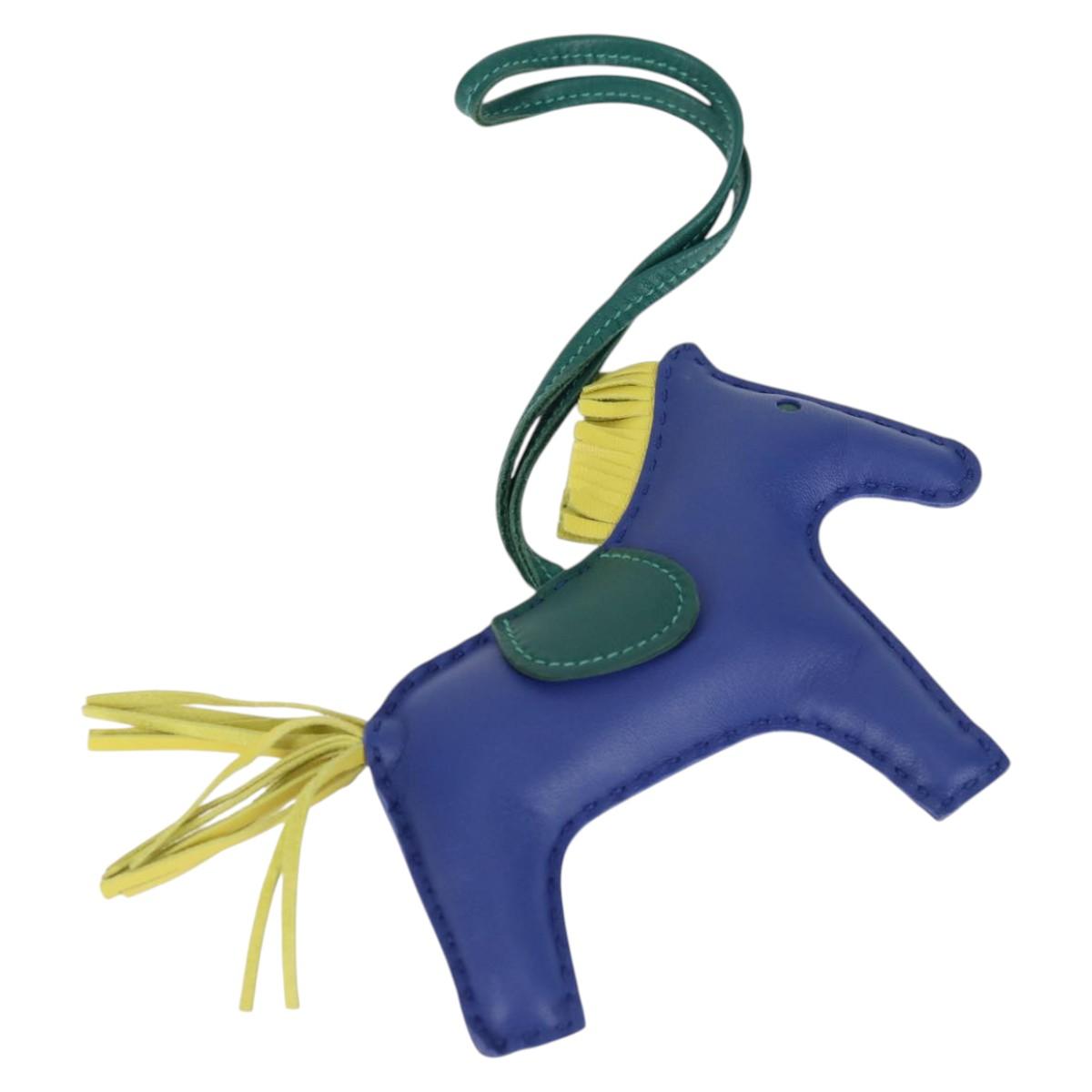 HERMES Rodeo Charm MM Leather Blue Auth 138575M