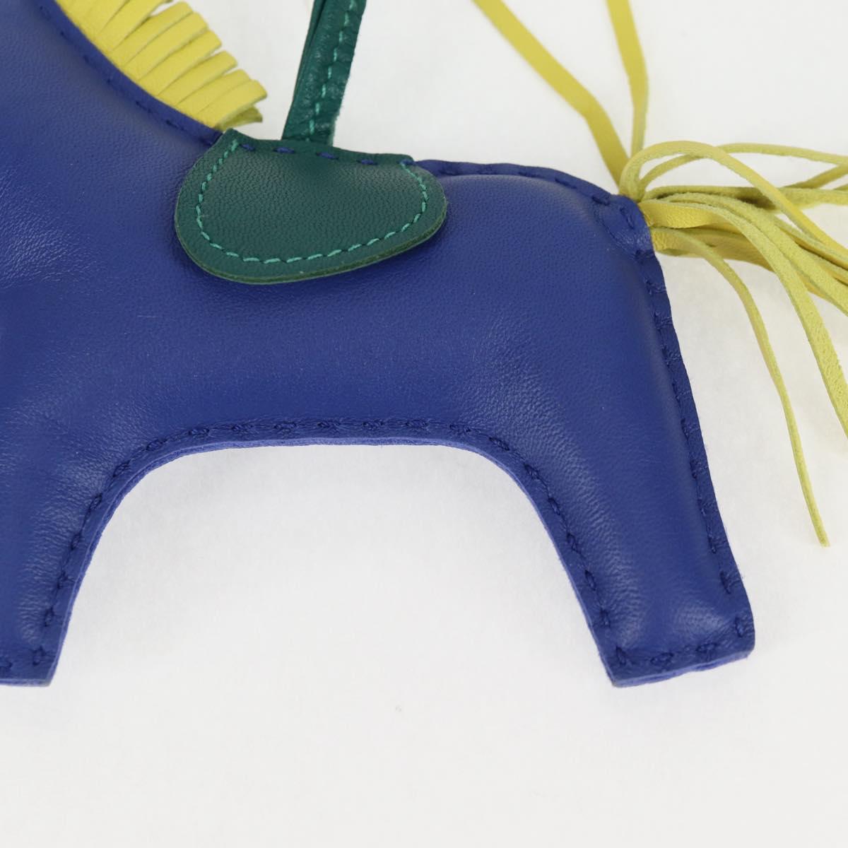 HERMES Rodeo Charm MM Leather Blue Auth 138575M