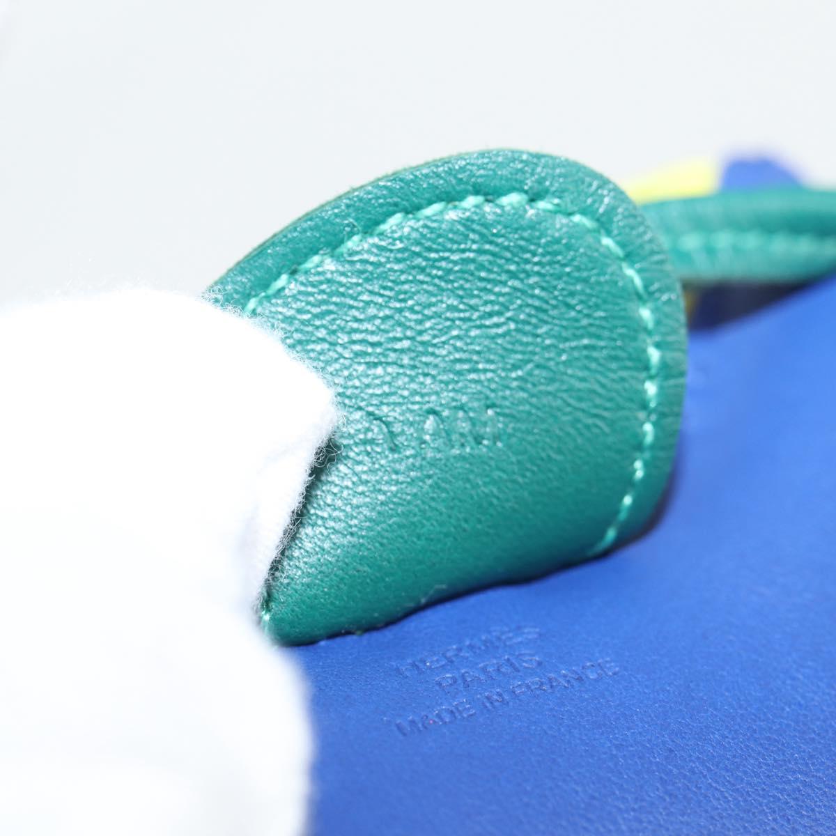 HERMES Rodeo Charm MM Leather Blue Auth 138575M