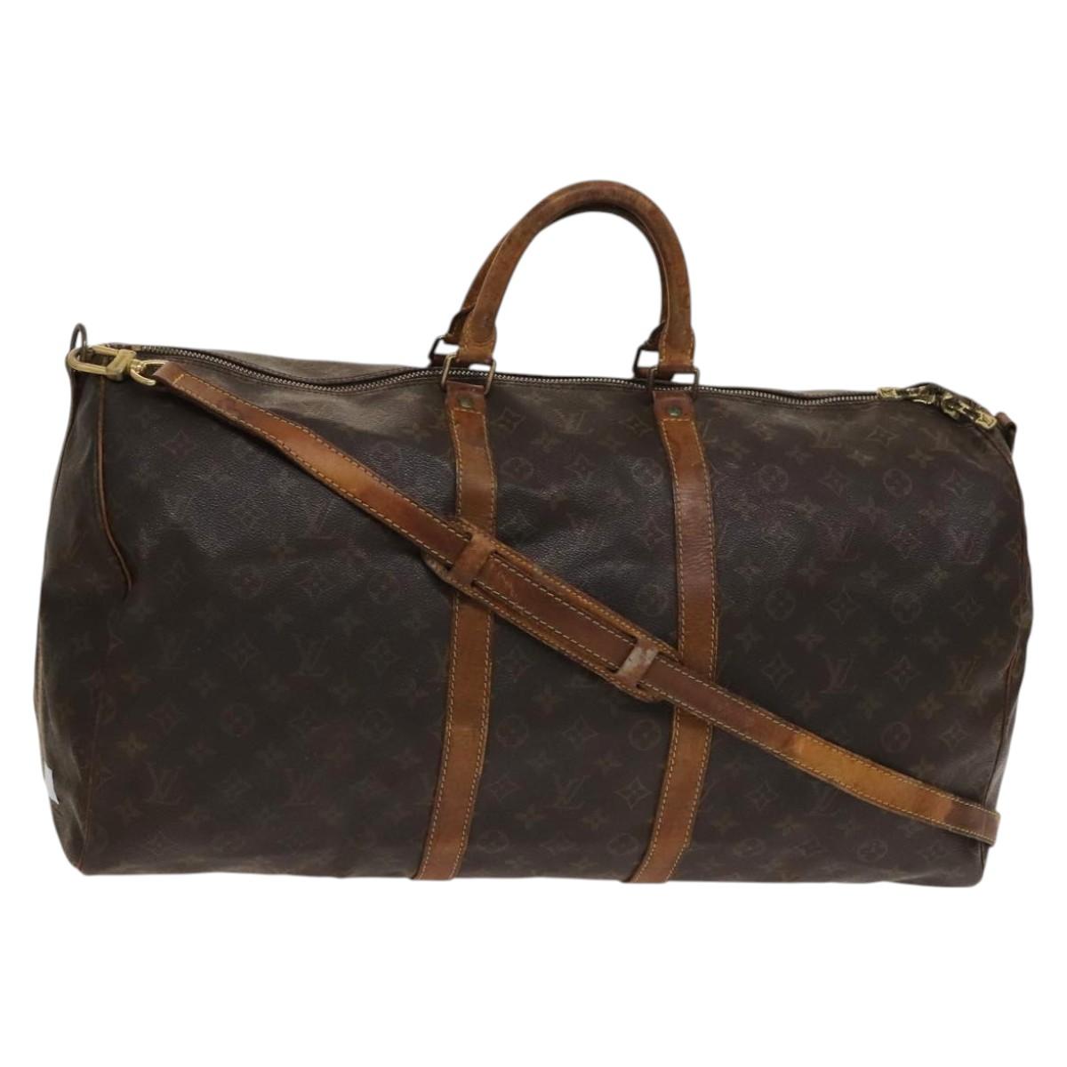 LOUIS VUITTON Monogram Keepall Bandouliere 55 Boston Bag M41414 LV Auth 138588