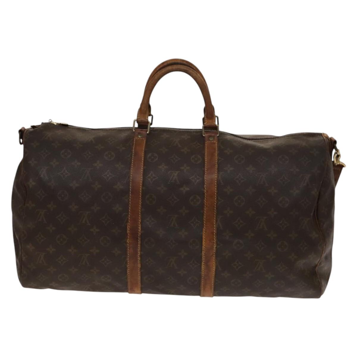 LOUIS VUITTON Monogram Keepall Bandouliere 55 Boston Bag M41414 LV Auth 138588