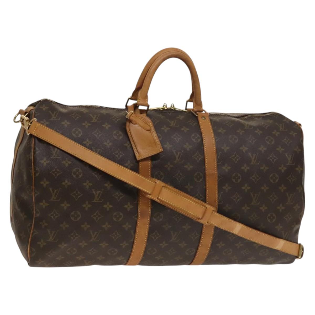 LOUIS VUITTON Monogram Keepall Bandouliere 55 Boston Bag M41414 LV Auth 138605