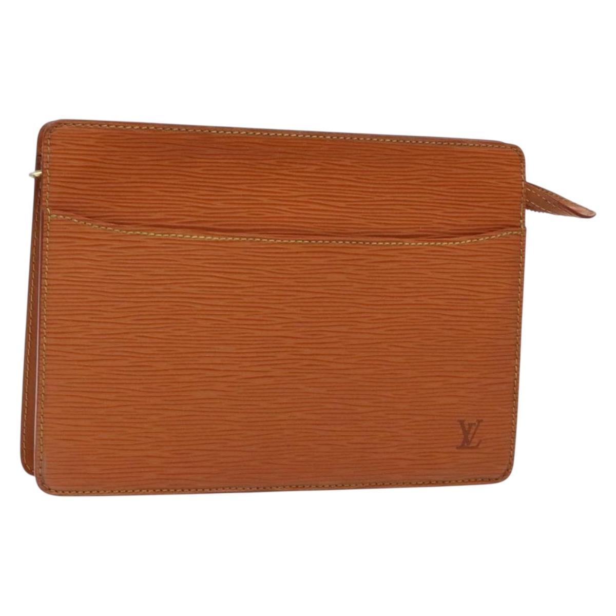 LOUIS VUITTON Epi Pochette Homme Bag Brown Zipangu Gold M52528 LV Auth 138621