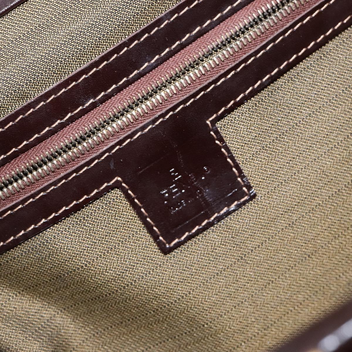 FENDI Zucca Canvas Hand Bag Black Brown Auth 138624