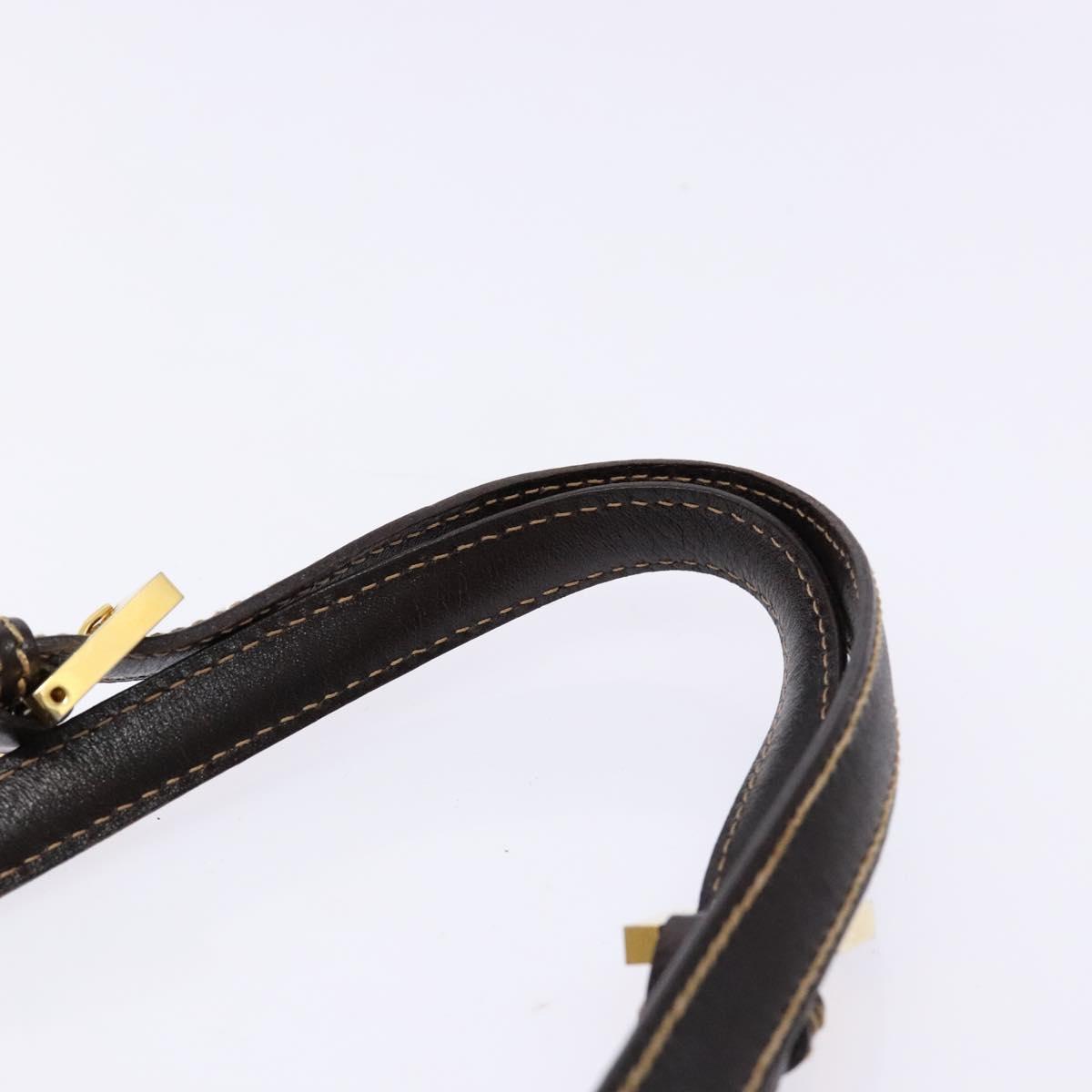 FENDI Zucca Canvas Hand Bag Black Brown Auth 138624