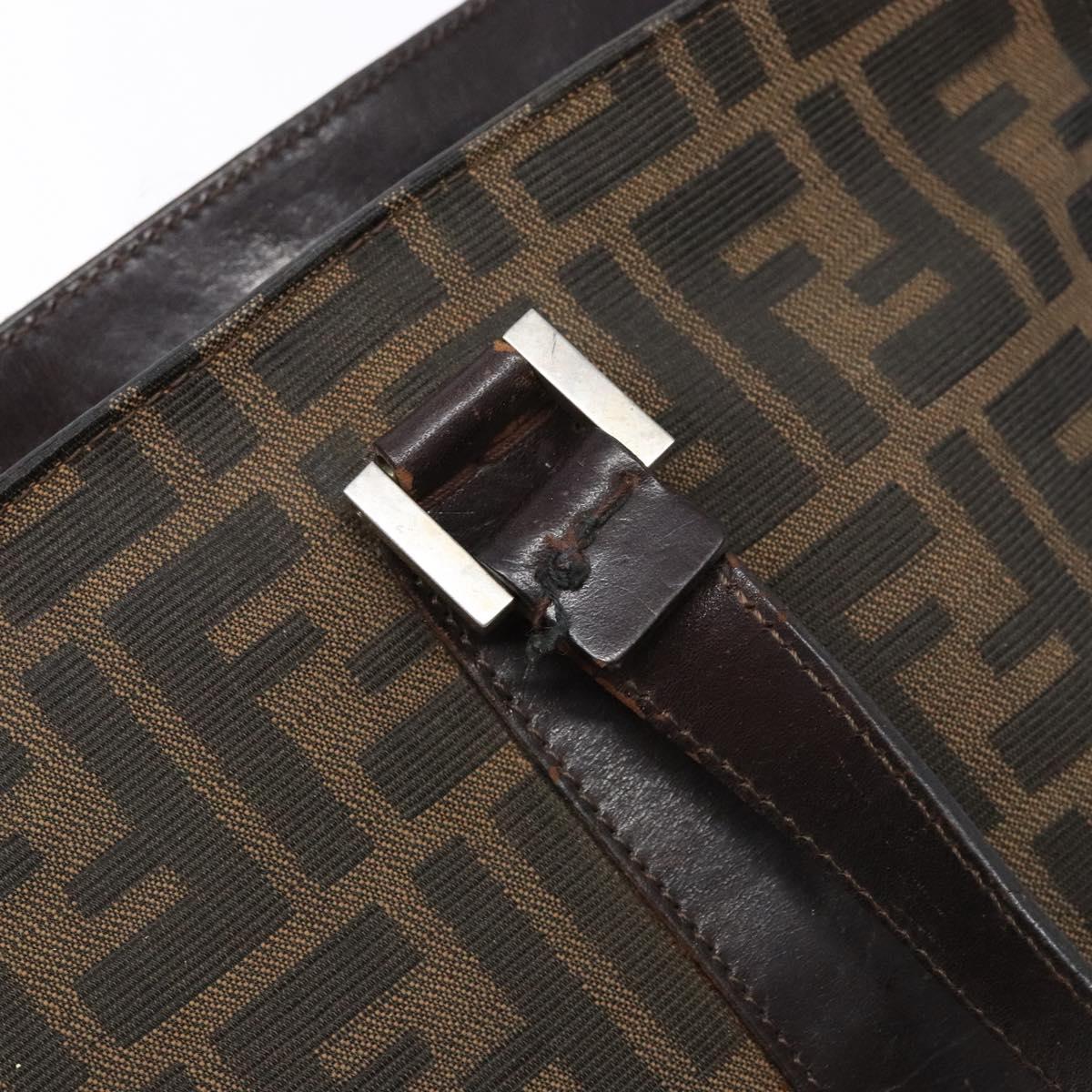 FENDI Zucca Canvas Hand Bag Black Brown Auth 138625