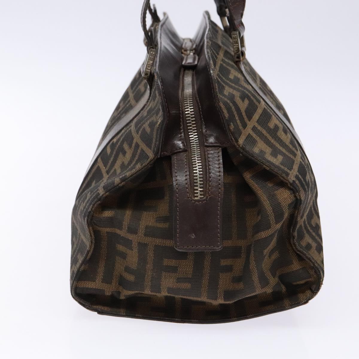FENDI Zucca Canvas Hand Bag Black Brown Auth 138625
