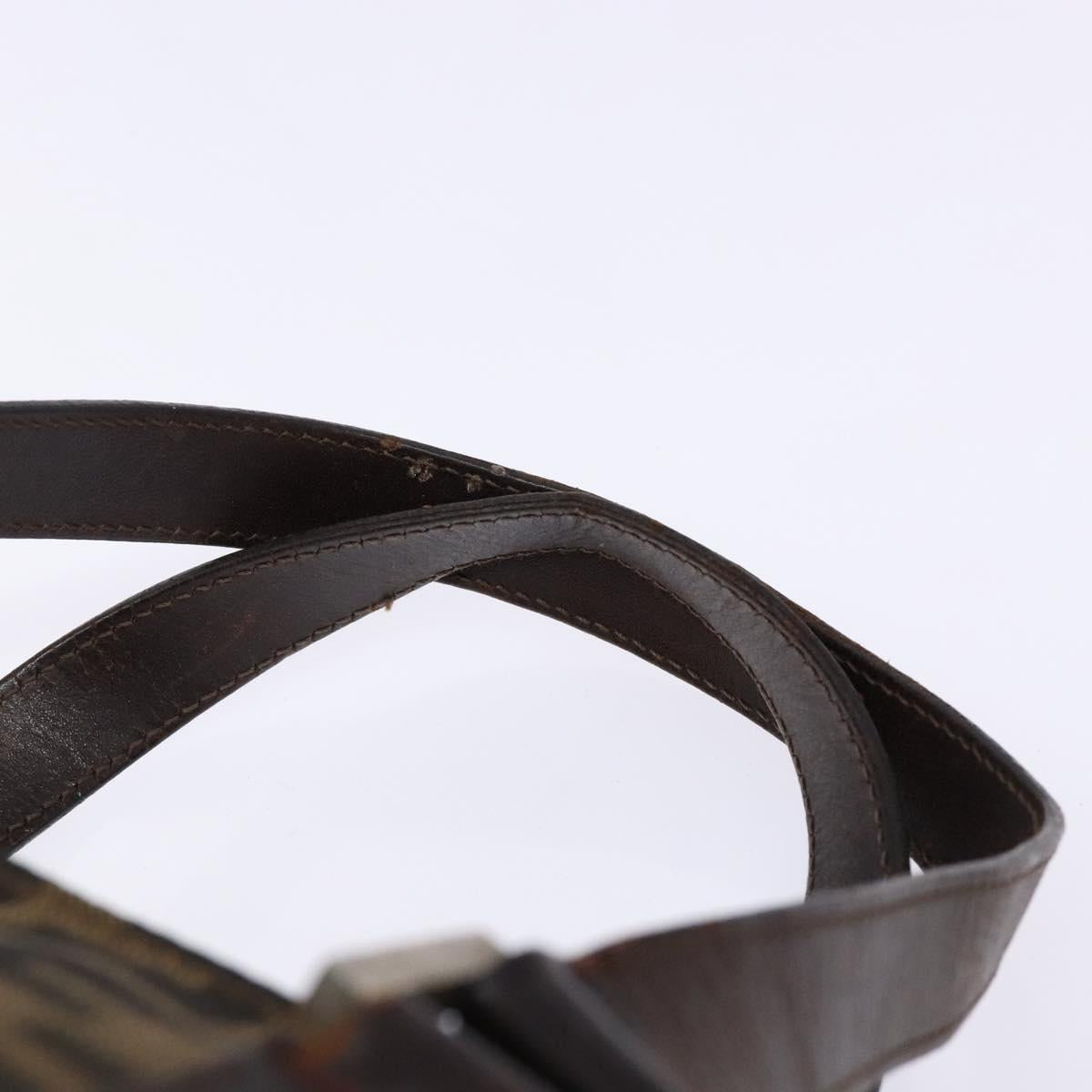 FENDI Zucca Canvas Hand Bag Black Brown Auth 138625