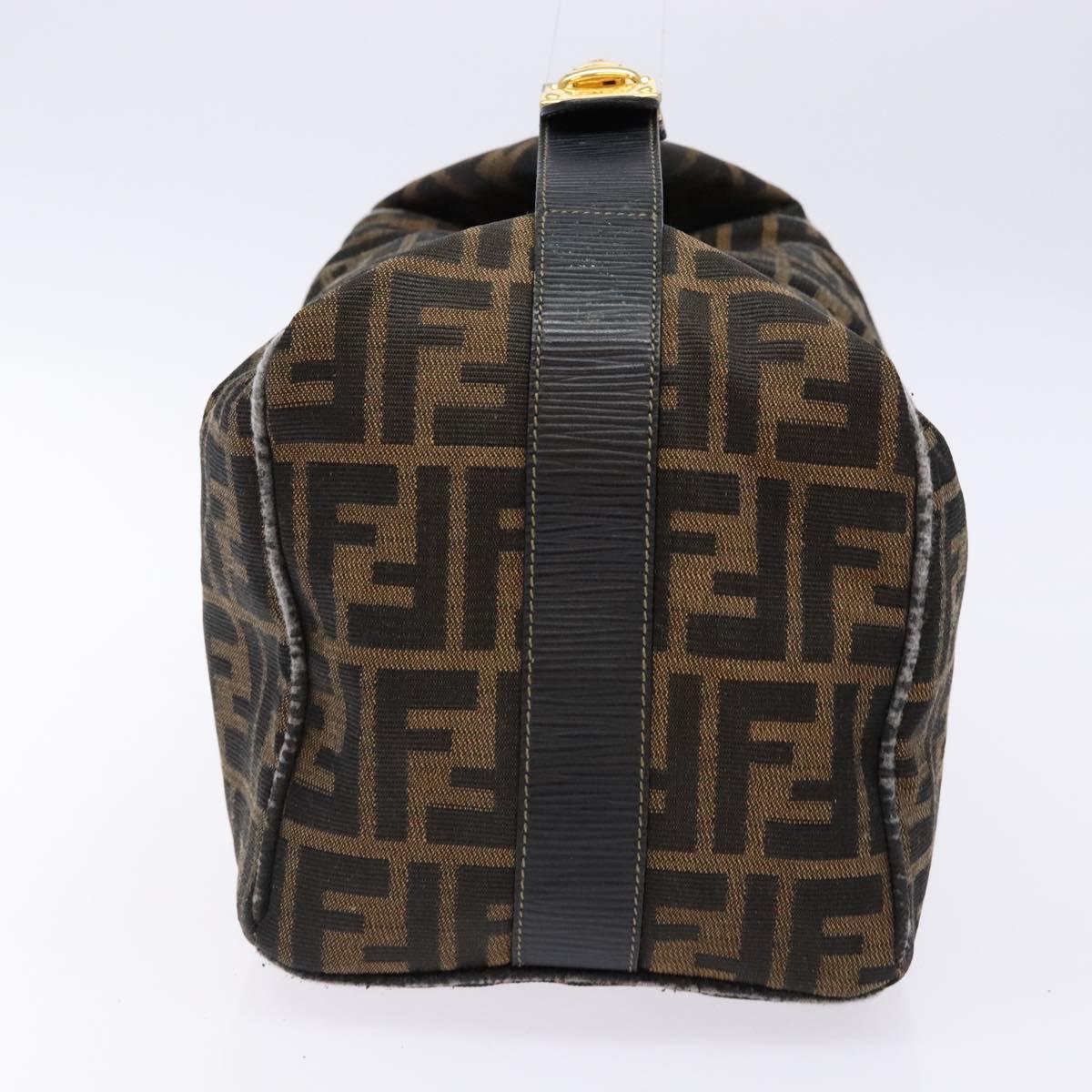 FENDI Zucca Canvas Vanity Pouch Black Brown Auth 138627