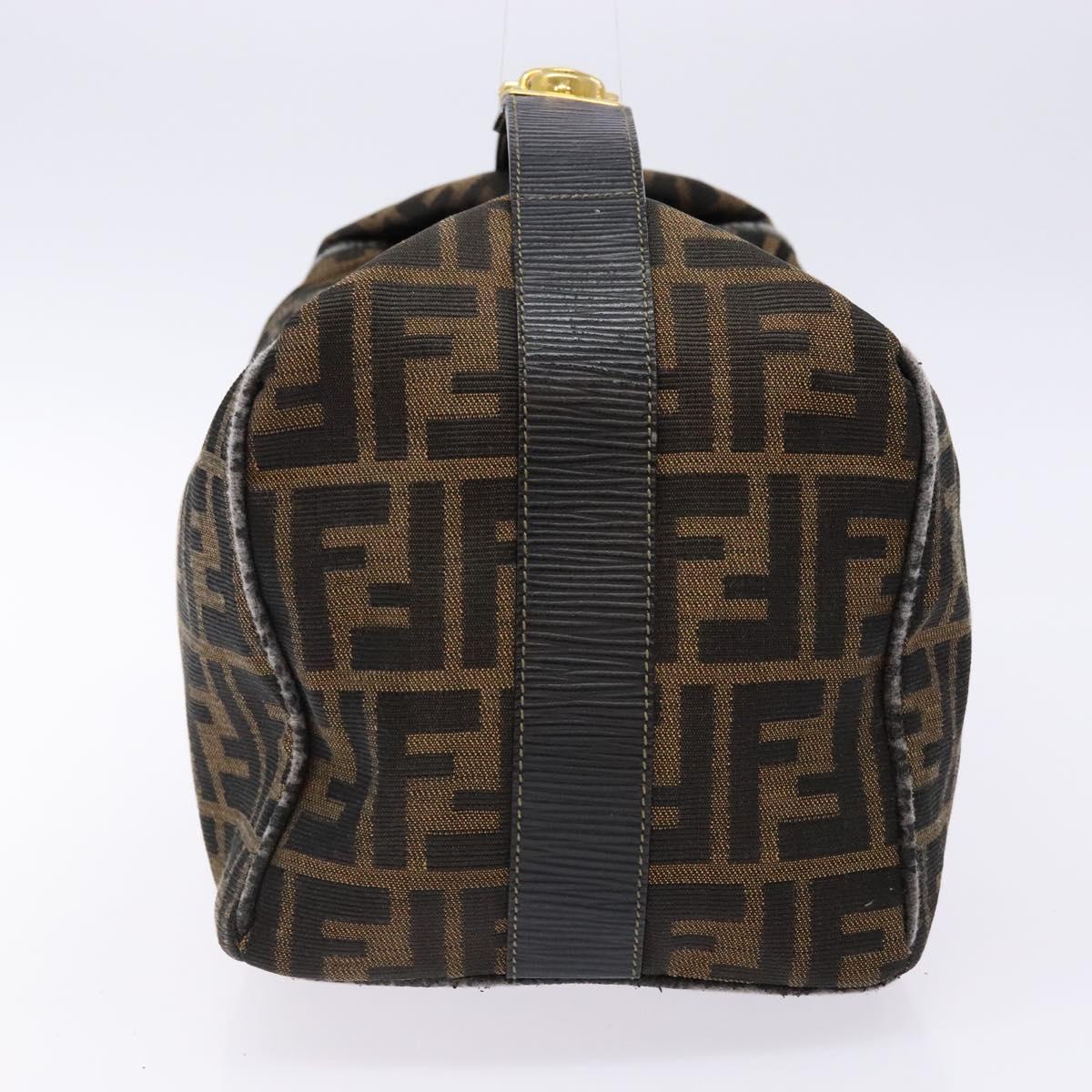 FENDI Zucca Canvas Vanity Pouch Black Brown Auth 138627