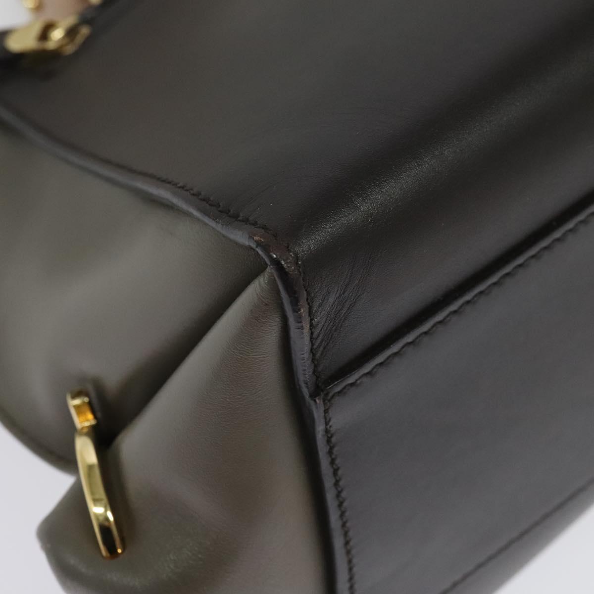 Salvatore Ferragamo Gancini Sophia Hand Bag Leather 2way Brown Gold Auth 138628