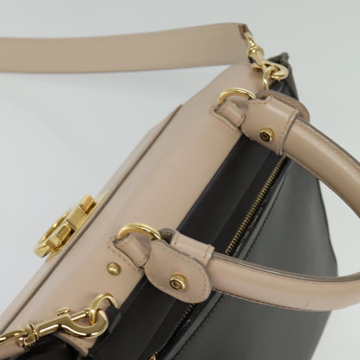 Salvatore Ferragamo Gancini Sophia Hand Bag Leather 2way Brown Gold Auth 138628