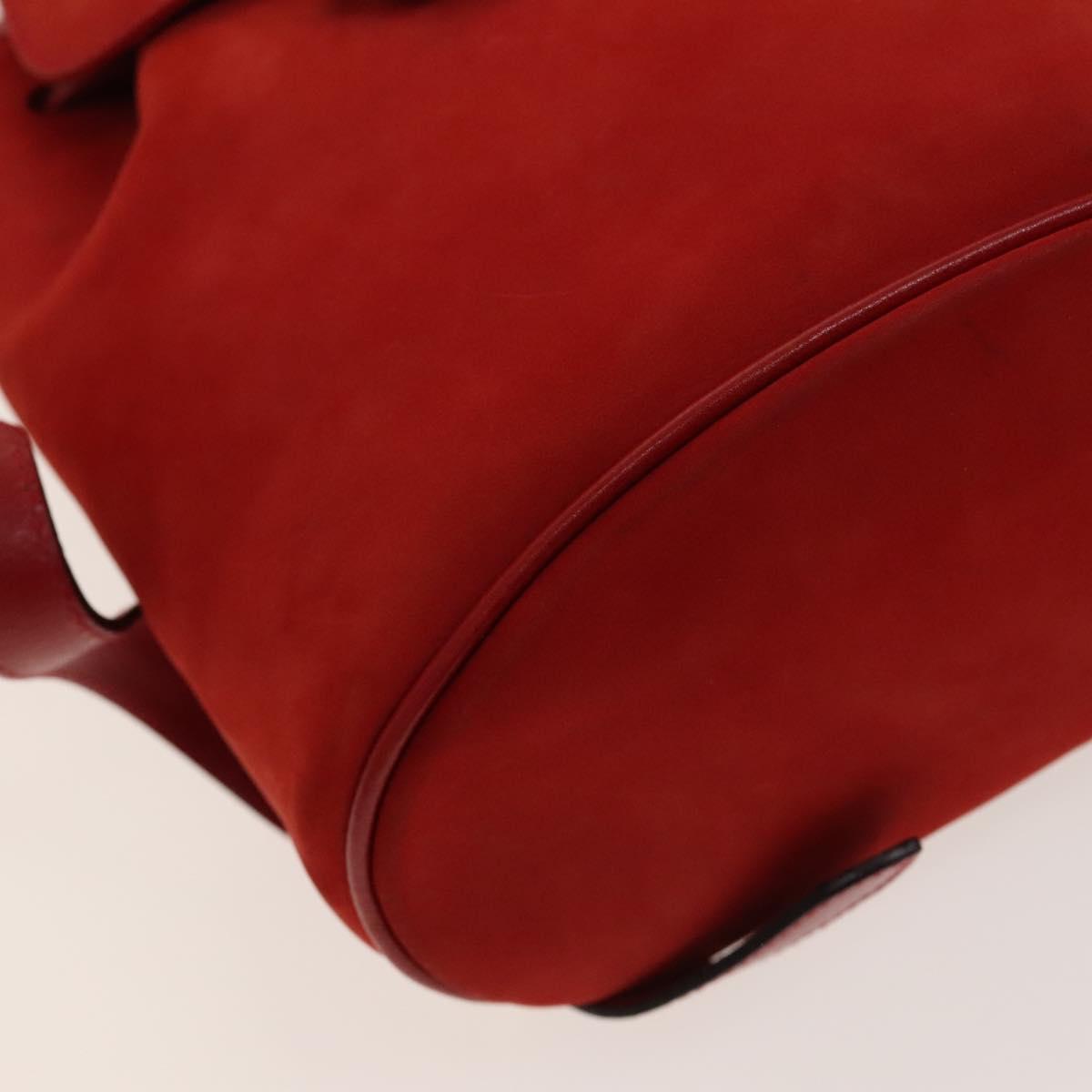 Salvatore Ferragamo Gancini Backpack Suede Red Gold Auth 138631