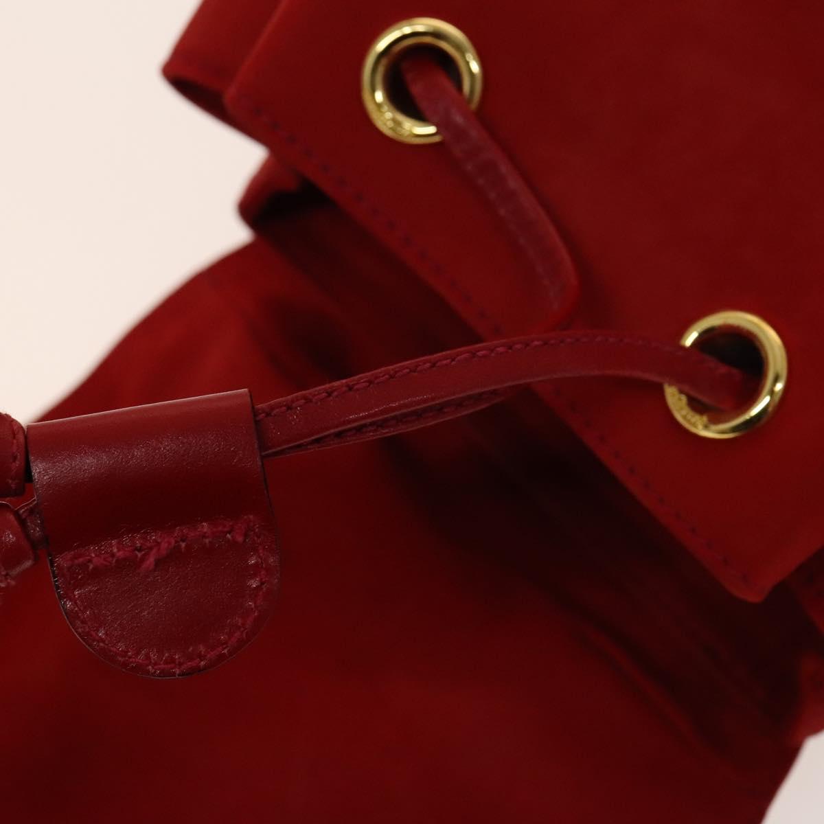 Salvatore Ferragamo Gancini Backpack Suede Red Gold Auth 138631