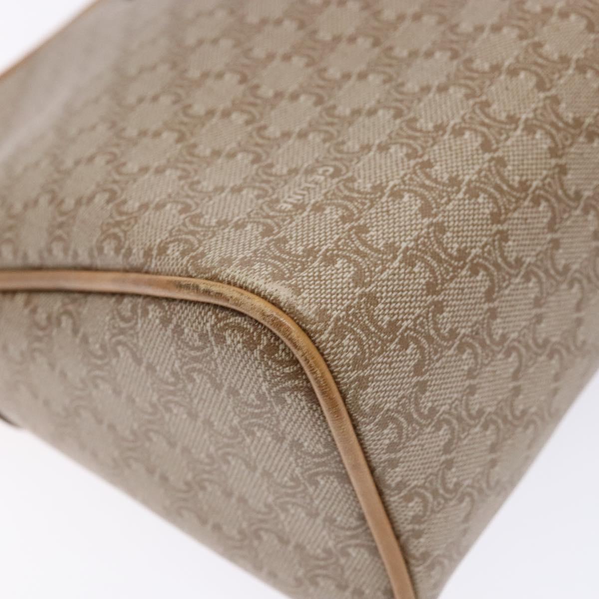 CELINE Macadam Canvas Shoulder Bag PVC Beige Gold Auth 138632