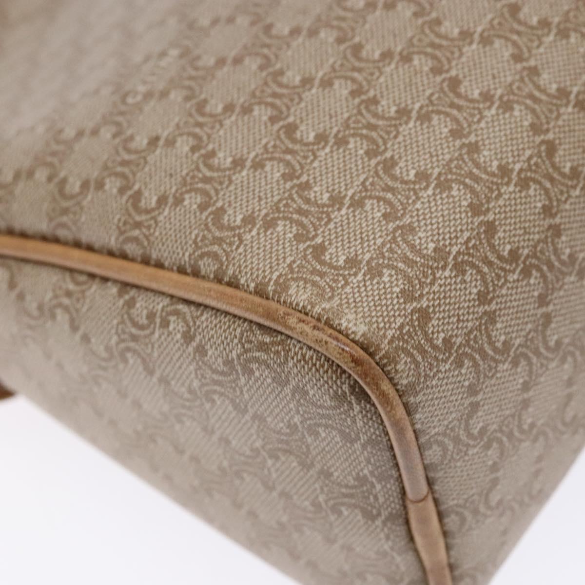 CELINE Macadam Canvas Shoulder Bag PVC Beige Gold Auth 138632