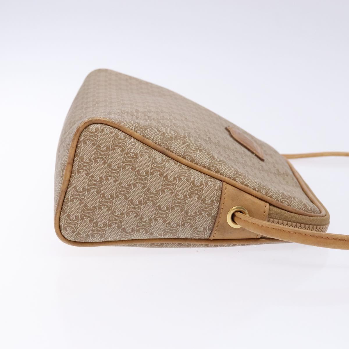 CELINE Macadam Canvas Shoulder Bag PVC Beige Gold Auth 138632