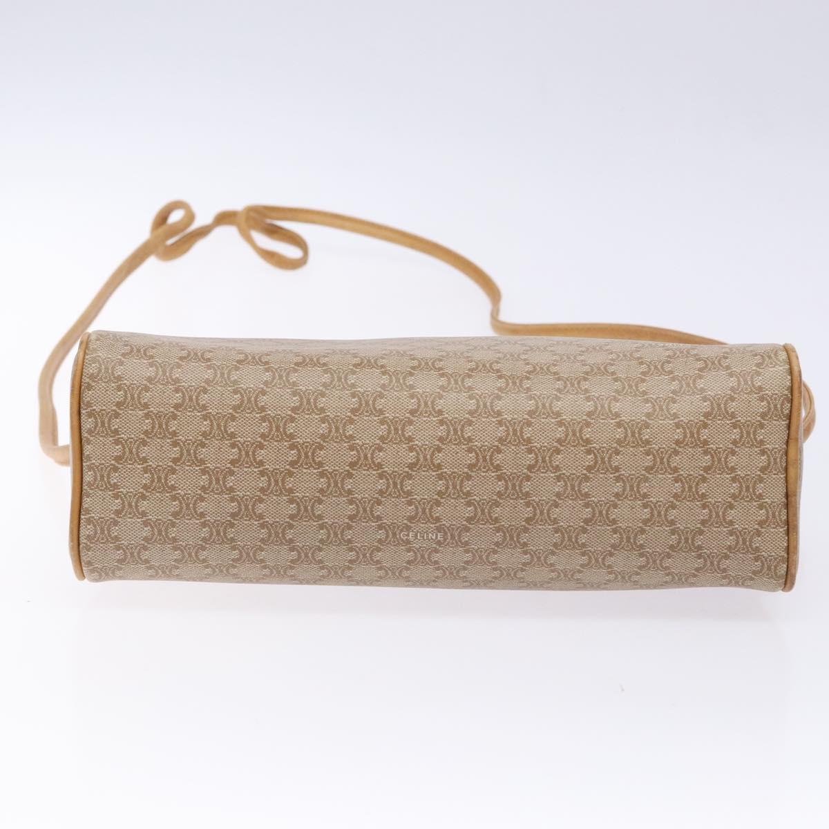 CELINE Macadam Canvas Shoulder Bag PVC Beige Gold Auth 138632