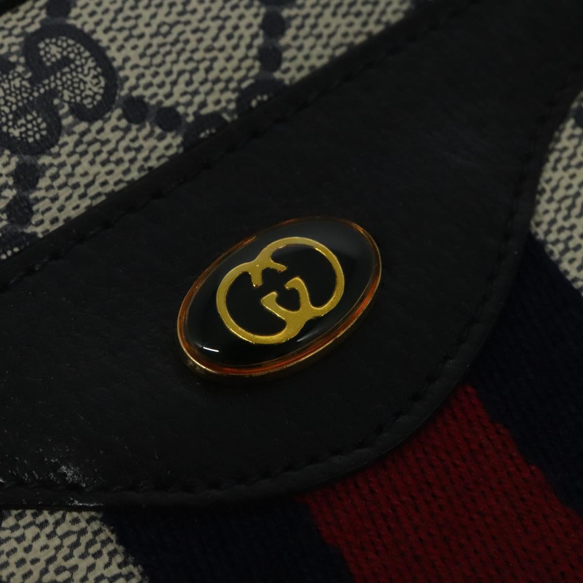 GUCCI GG Supreme Sherry Line Shoulder Bag PVC Navy Gold 904 02 013 Auth 138634