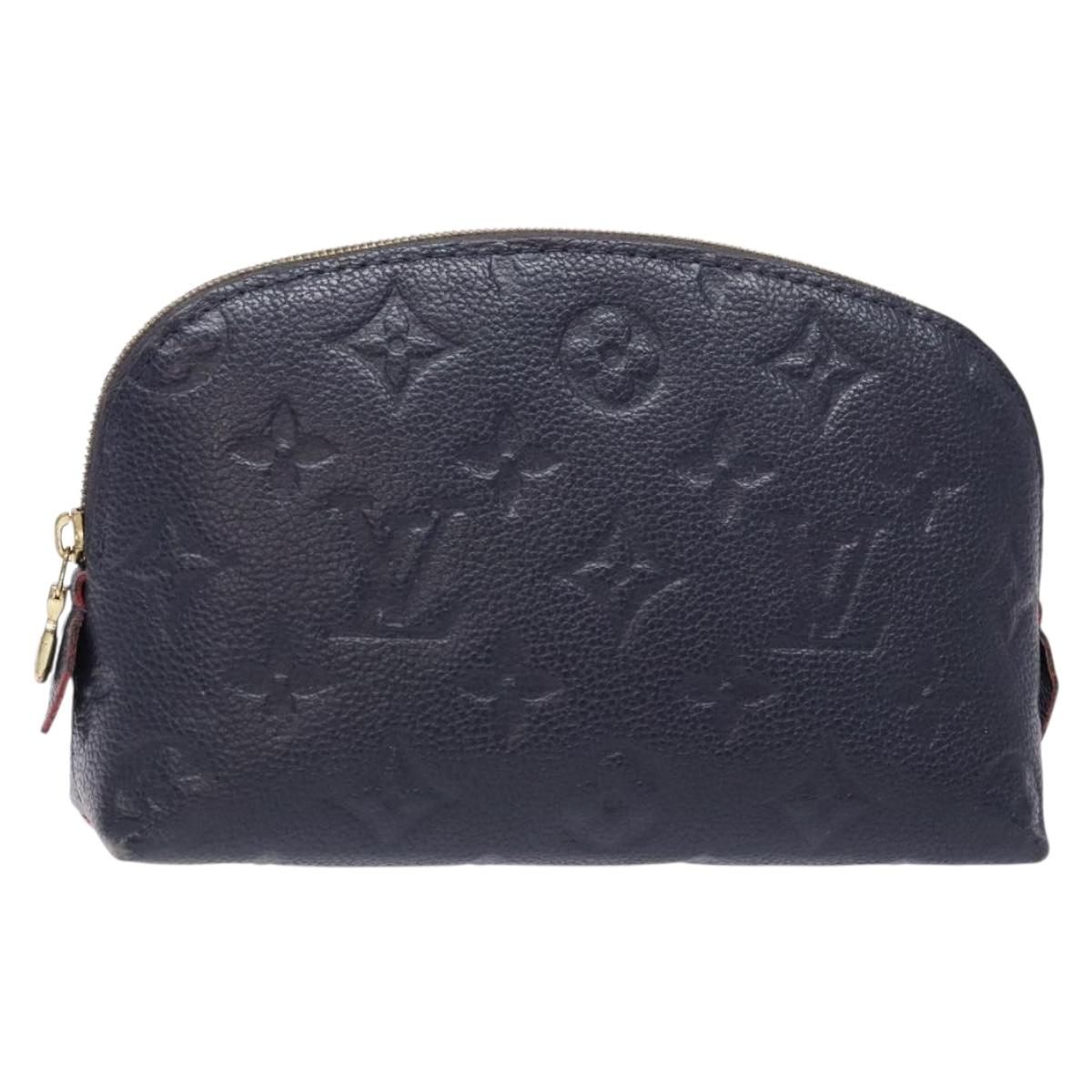 LOUIS VUITTON Monogram Empreinte Pochette Cosmetic PM Navy M69413 LV Auth 138768