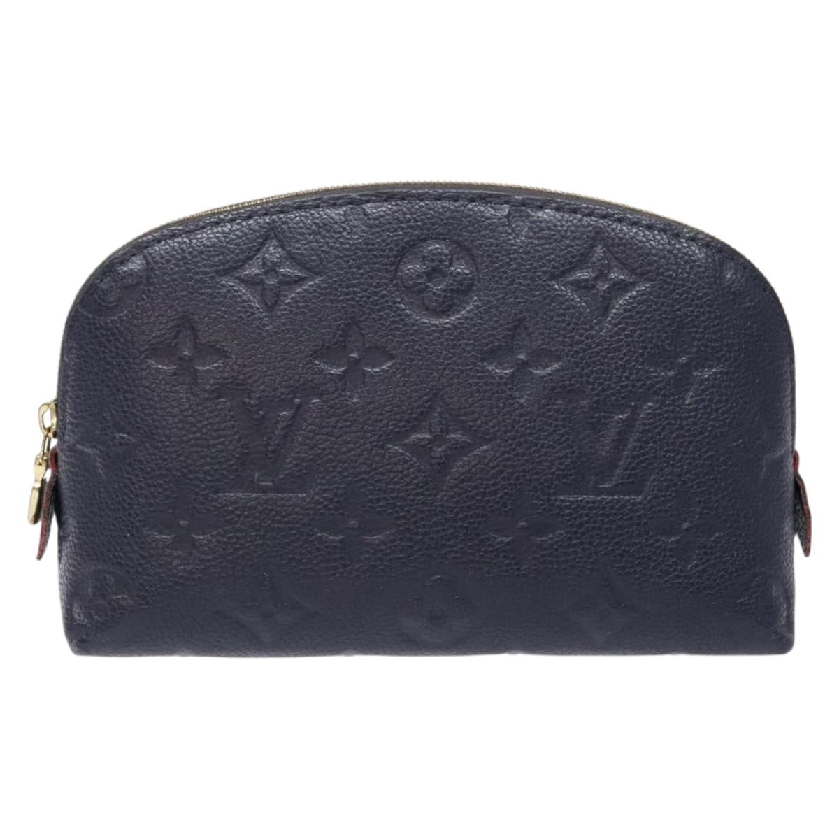 LOUIS VUITTON Monogram Empreinte Pochette Cosmetic PM Navy M69413 LV Auth 138768