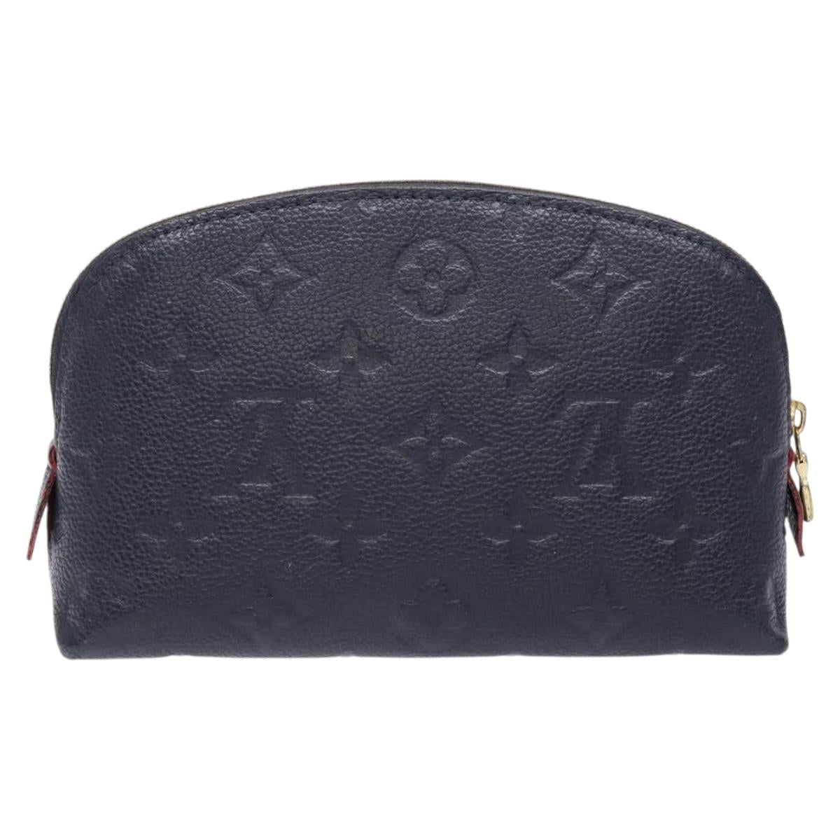 LOUIS VUITTON Monogram Empreinte Pochette Cosmetic PM Navy M69413 LV Auth 138768