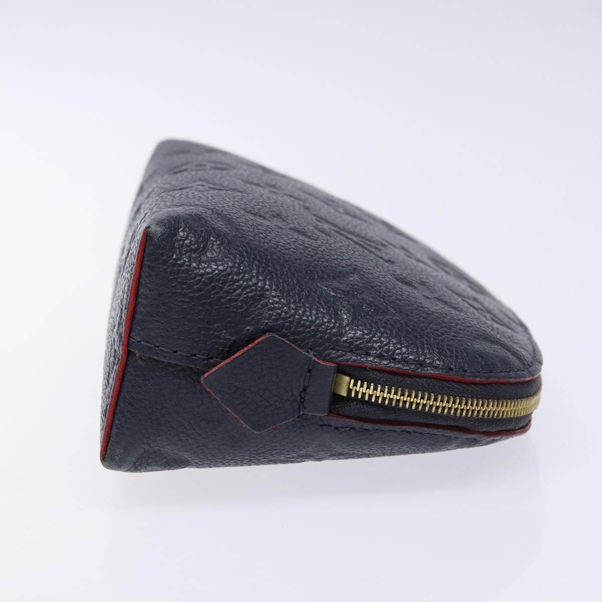 LOUIS VUITTON Monogram Empreinte Pochette Cosmetic PM Navy M69413 LV Auth 138768