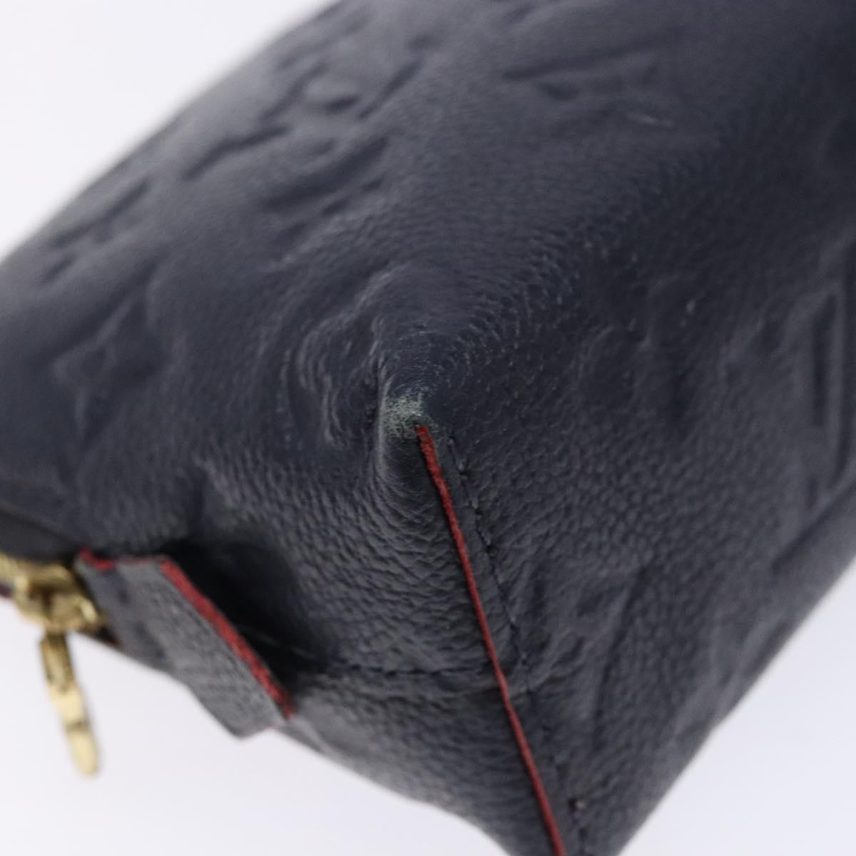 LOUIS VUITTON Monogram Empreinte Pochette Cosmetic PM Navy M69413 LV Auth 138768