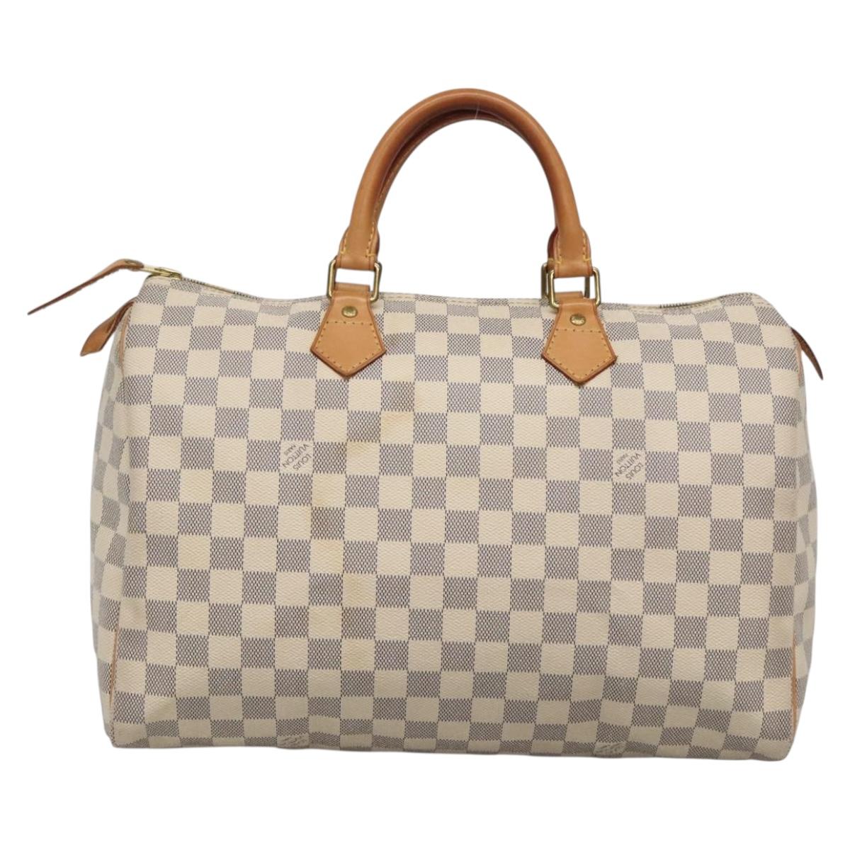 LOUIS VUITTON Damier Azur Speedy 35 Hand Bag N41535 LV Auth 138779