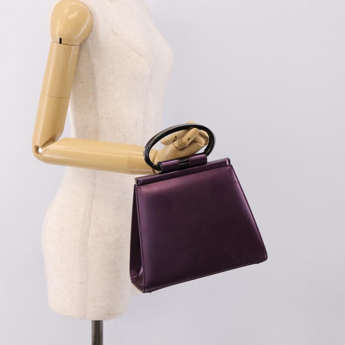 Christian Dior Hand Bag Patent leather Purple Auth 138811