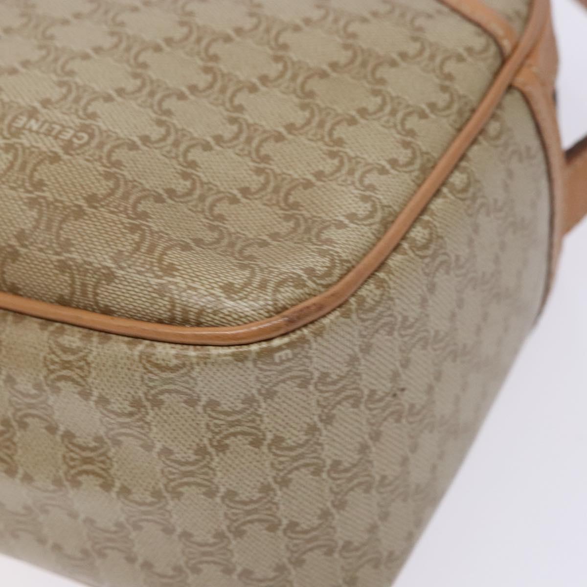 CELINE Macadam Canvas Shoulder Bag PVC Beige Gold Auth 138813