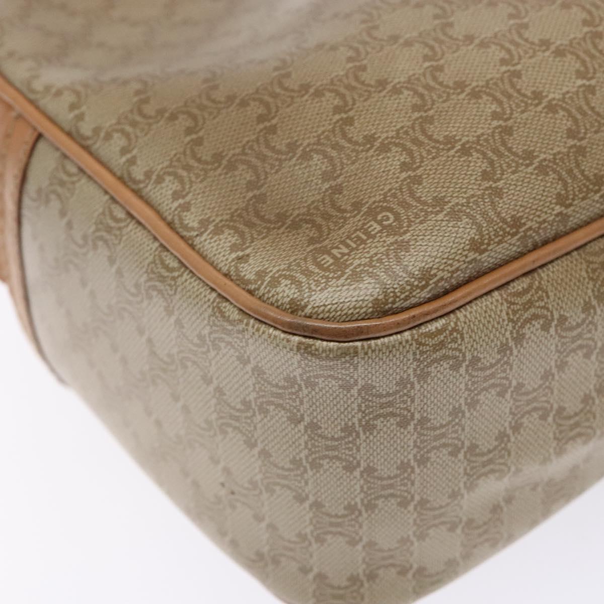 CELINE Macadam Canvas Shoulder Bag PVC Beige Gold Auth 138813