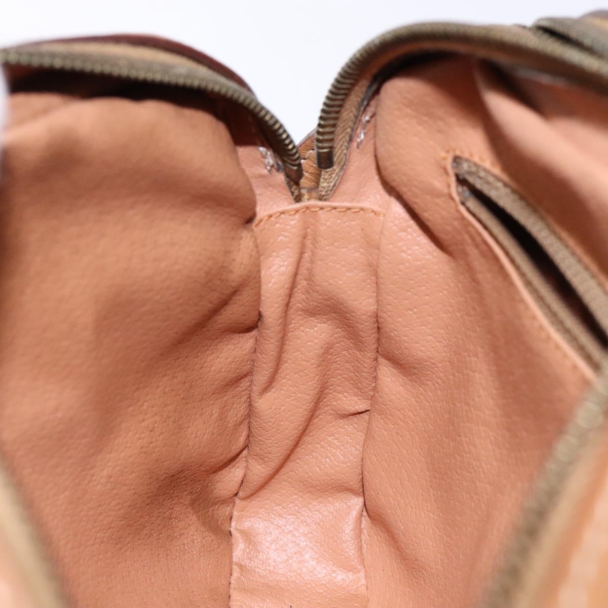 CELINE Macadam Canvas Shoulder Bag PVC Beige Gold Auth 138813