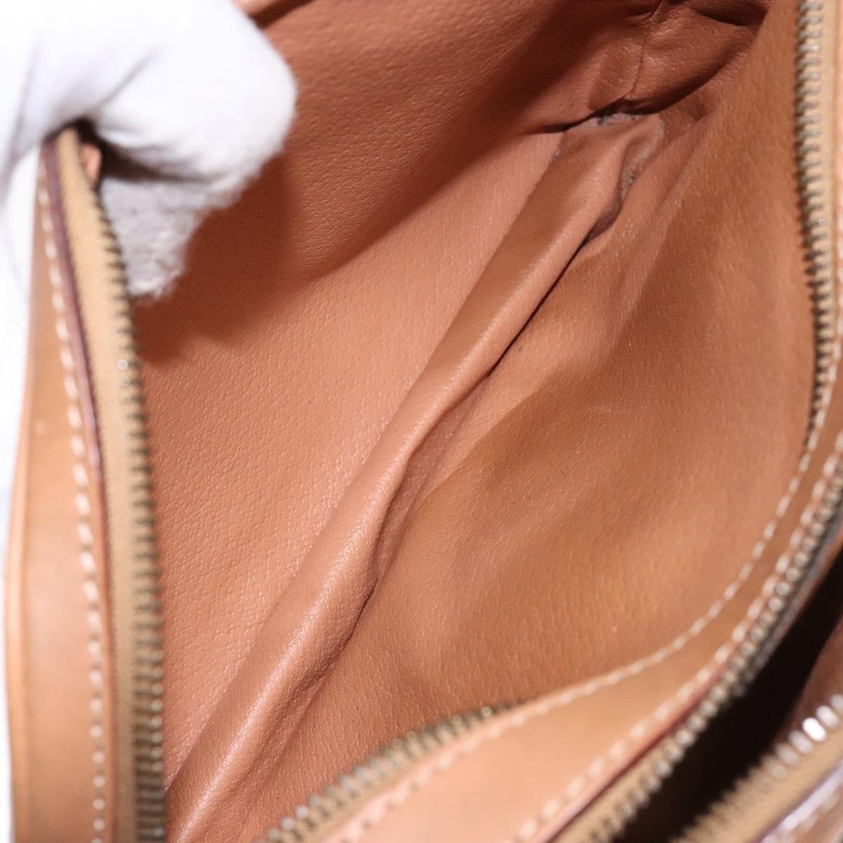CELINE Macadam Canvas Shoulder Bag PVC Beige Gold Auth 138813