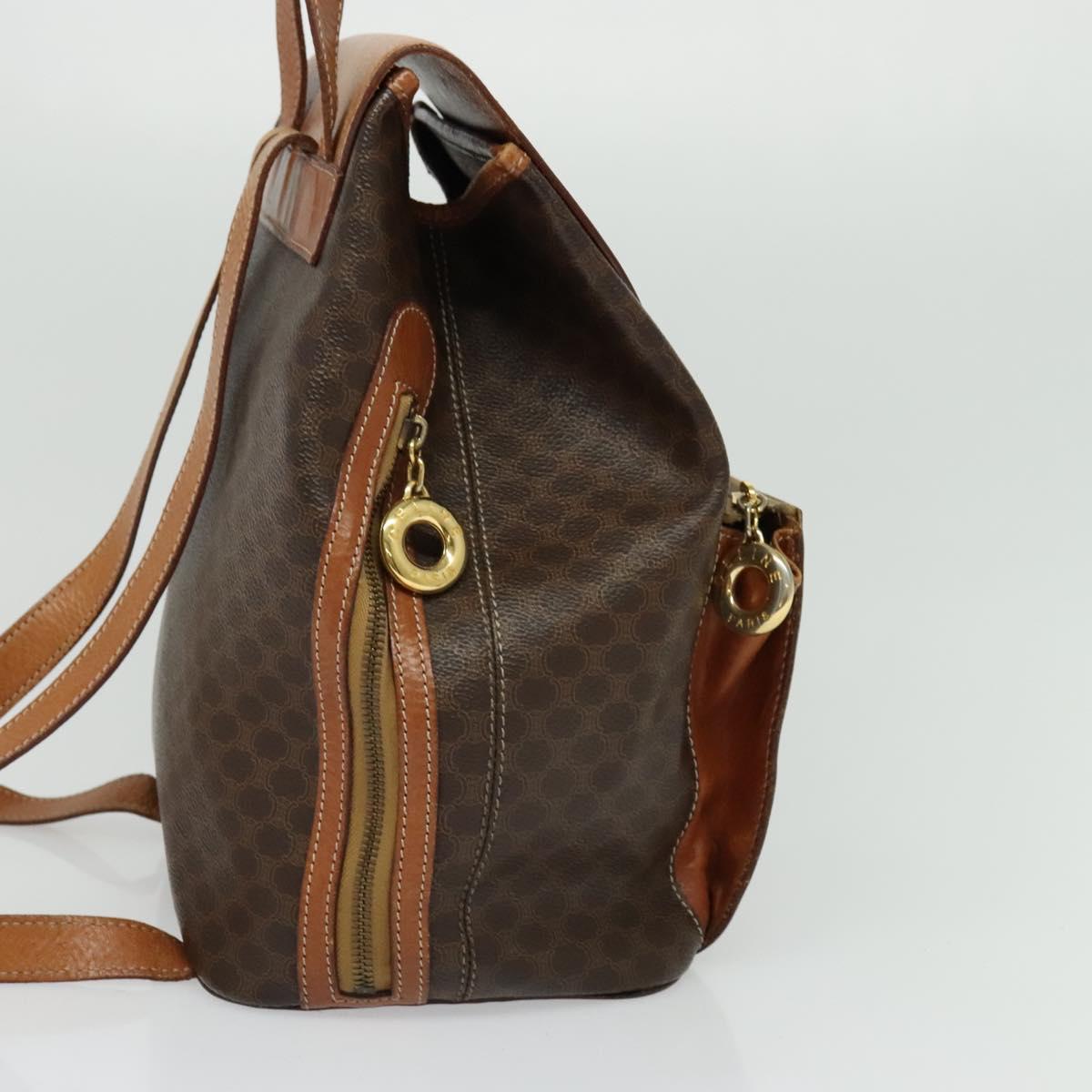 CELINE Backpack PVC Leather Brown Gold Auth 138816