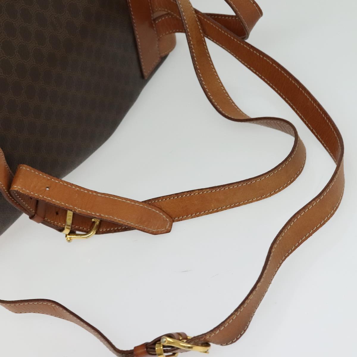 CELINE Backpack PVC Leather Brown Gold Auth 138816