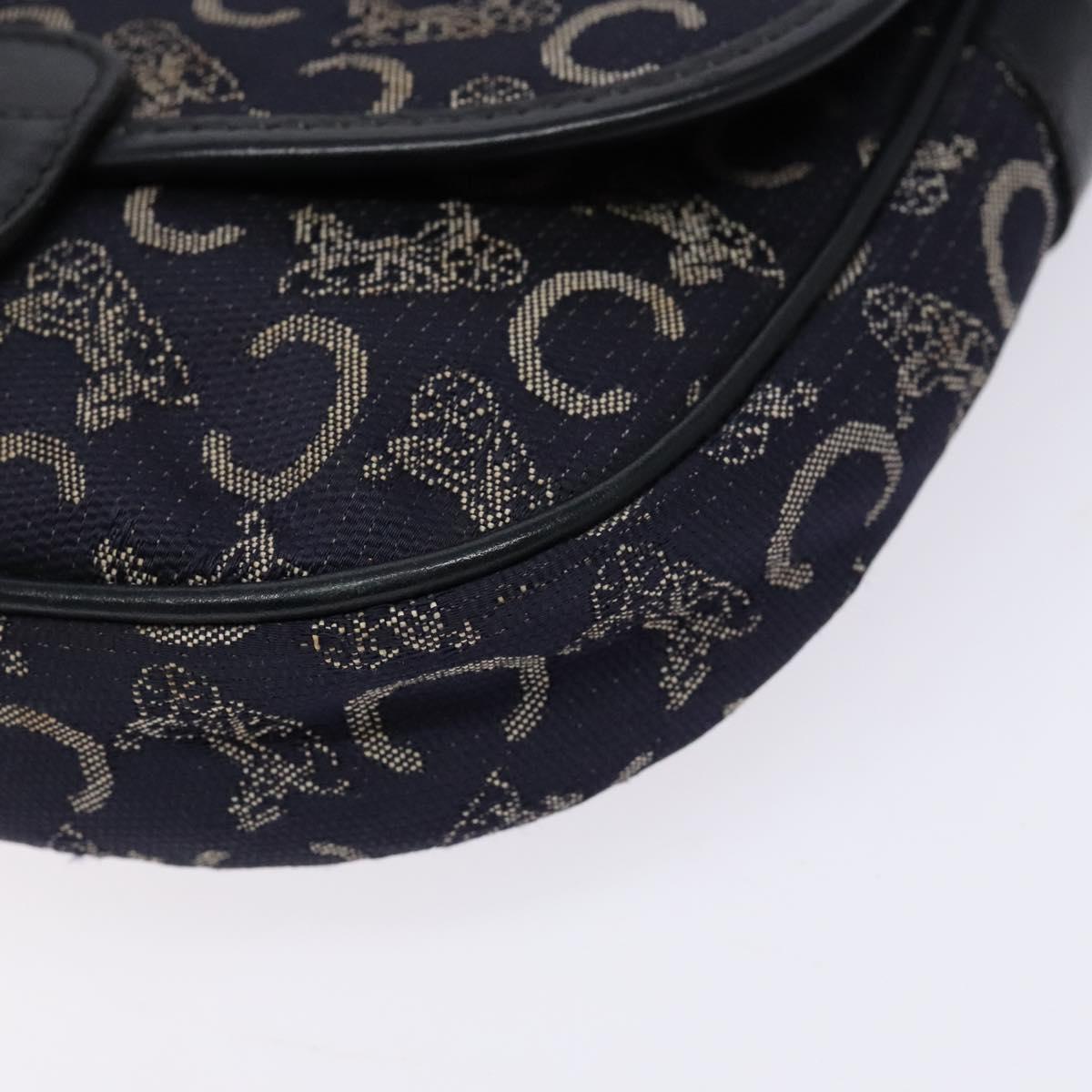 CELINE C Sulky Shoulder Bag Canvas Navy Gold Auth 138818