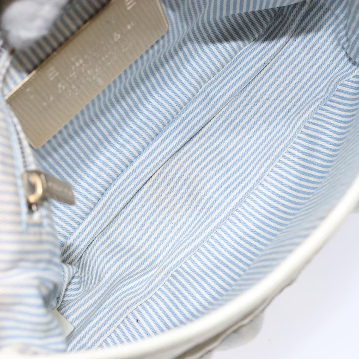 CELINE C Macadam Canvas Shoulder Bag Light Blue Gold Auth 138819